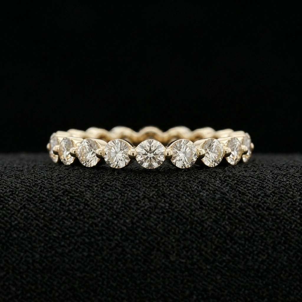 14K Yellow Gold 0.61 CT Round Cut Diamond Eternity Band Ring