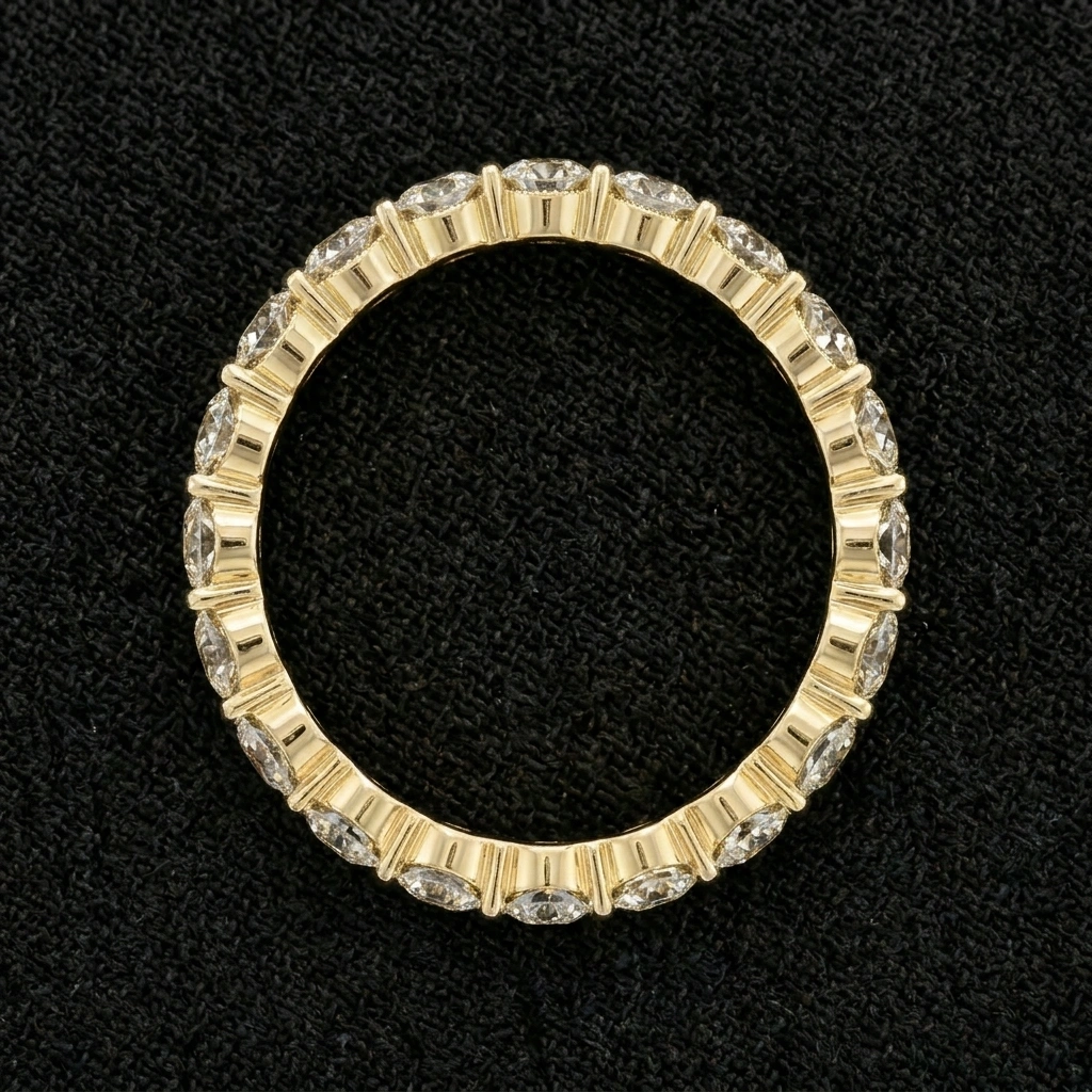 14K Yellow Gold 0.61 CT Round Cut Diamond Eternity Band Ring view 4