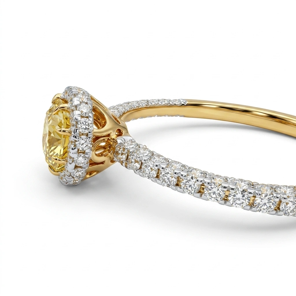14K Yellow Gold Cushion & Round-Cut Diamond Engagement Ring view 5