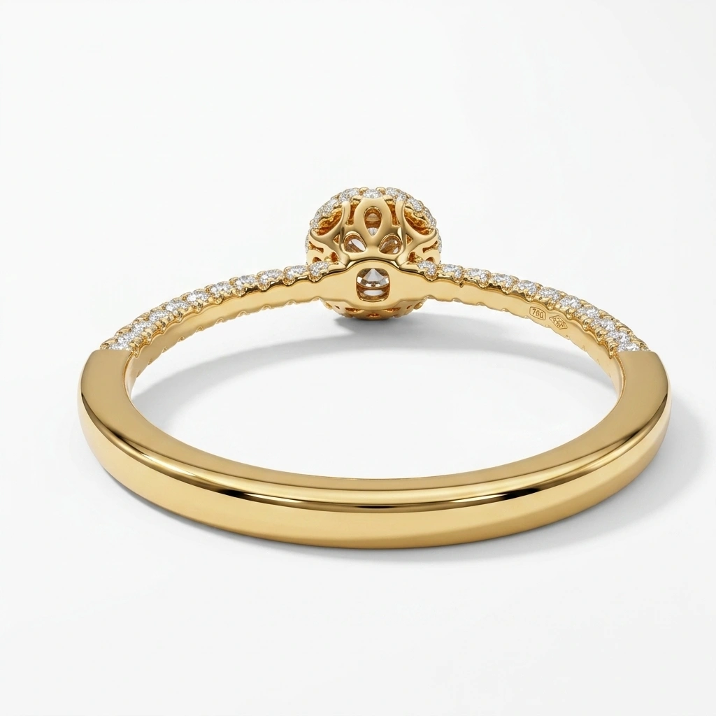14K Yellow Gold Cushion & Round-Cut Diamond Engagement Ring view 6