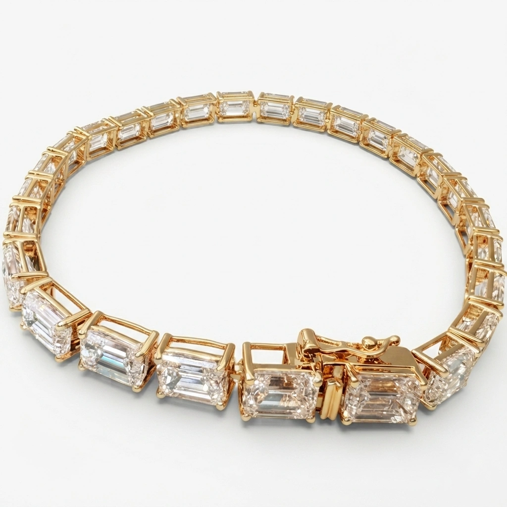 14K Yellow Gold Emerald-Cut Lab-Grown Diamond Bracelet view 3