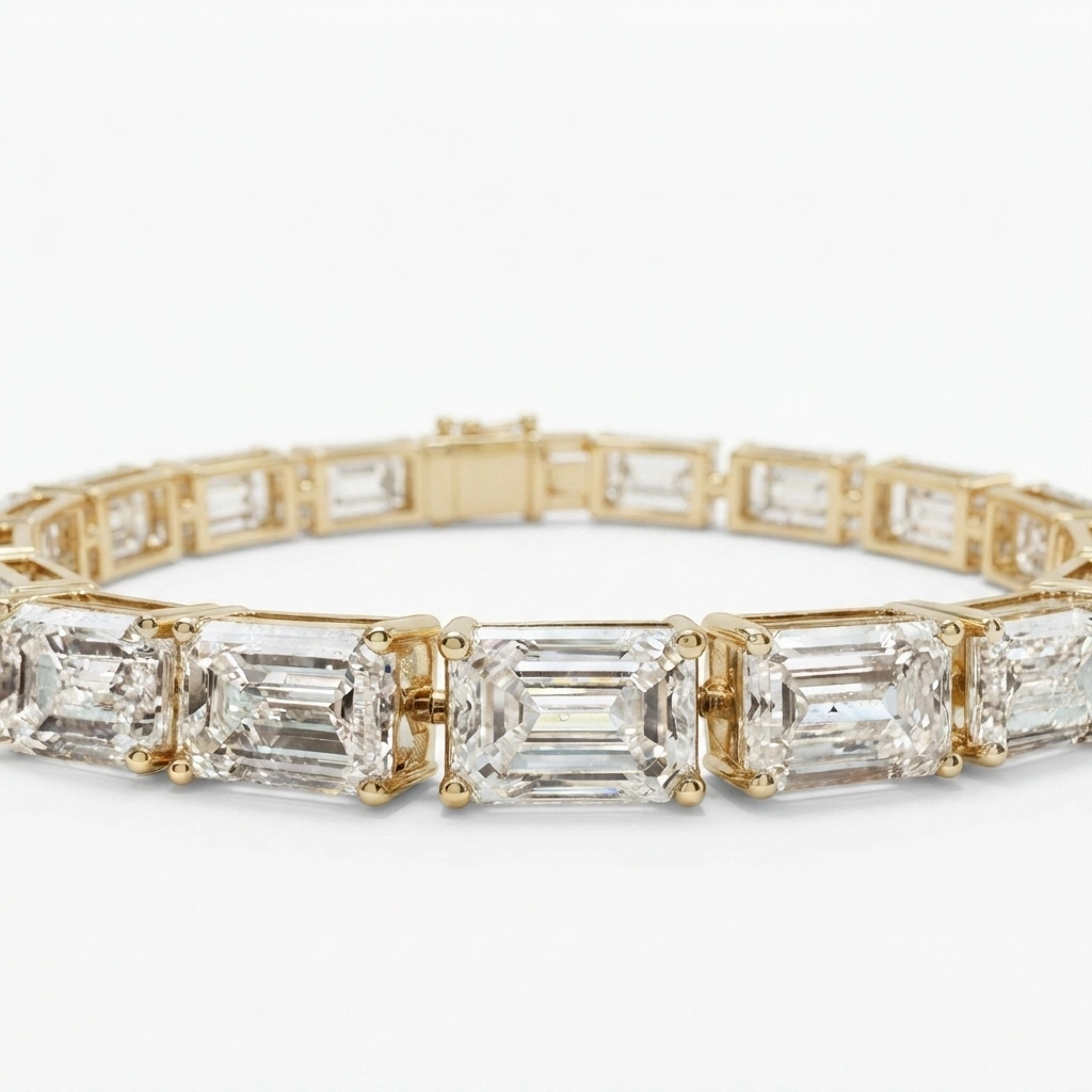 14K Yellow Gold Emerald-Cut Lab-Grown Diamond Bracelet view 4