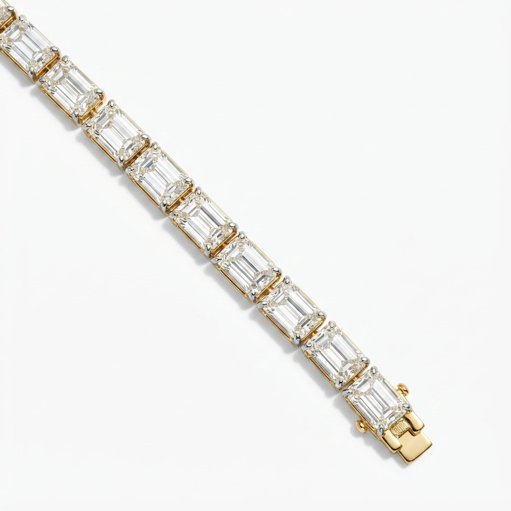 14K Yellow Gold Emerald-Cut Lab-Grown Diamond Bracelet view 5
