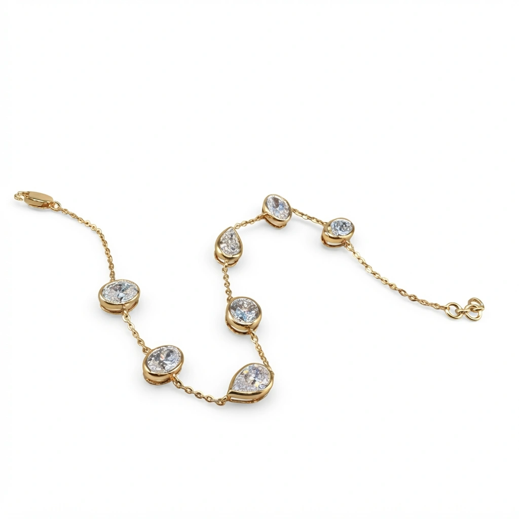 14K Yellow Gold Oval, Pear & Round-Cut Lab-Grown Diamond Bracelet view 5