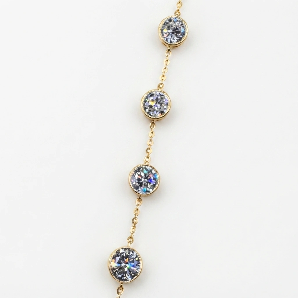 14K Yellow Gold Round Brilliant Lab-Grown Diamond Bracelet for Women view 4