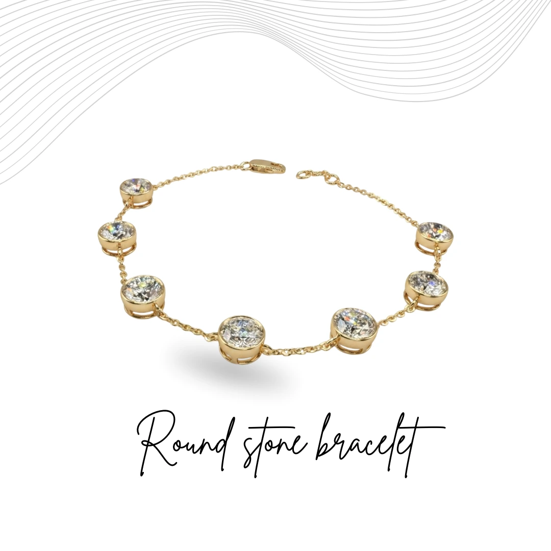 14K Yellow Gold Round Brilliant Lab-Grown Diamond Bracelet for Women