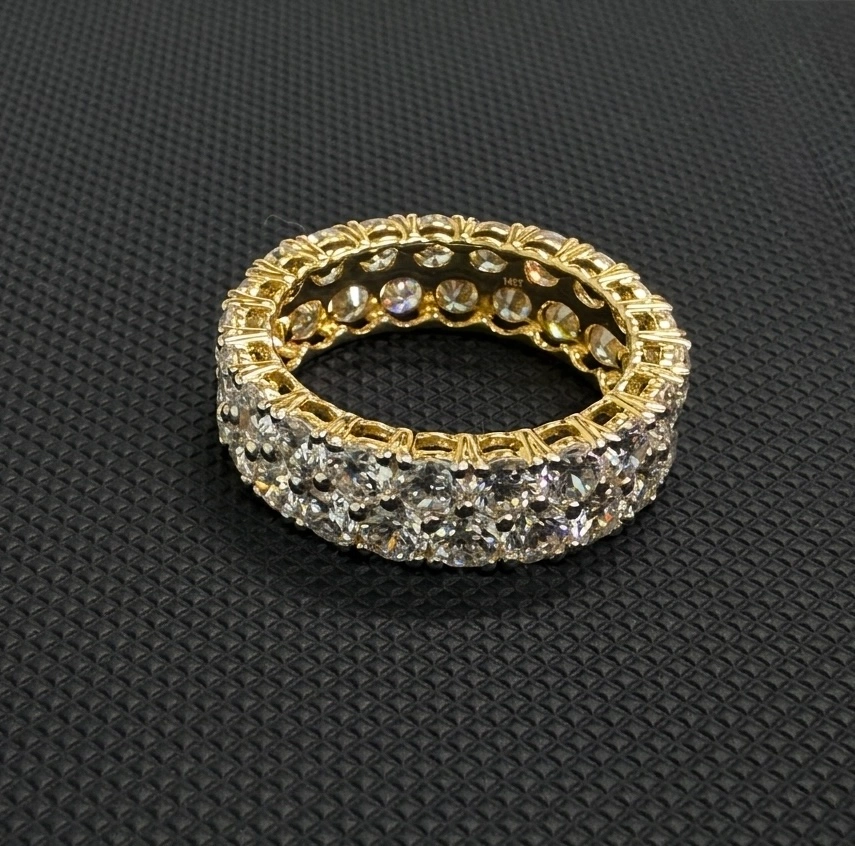 14K Yellow Gold Round Diamond Ring 5.20 CT | Luxury Diamond Statement Ring | Elegant Anniversary Gift for Her view 3