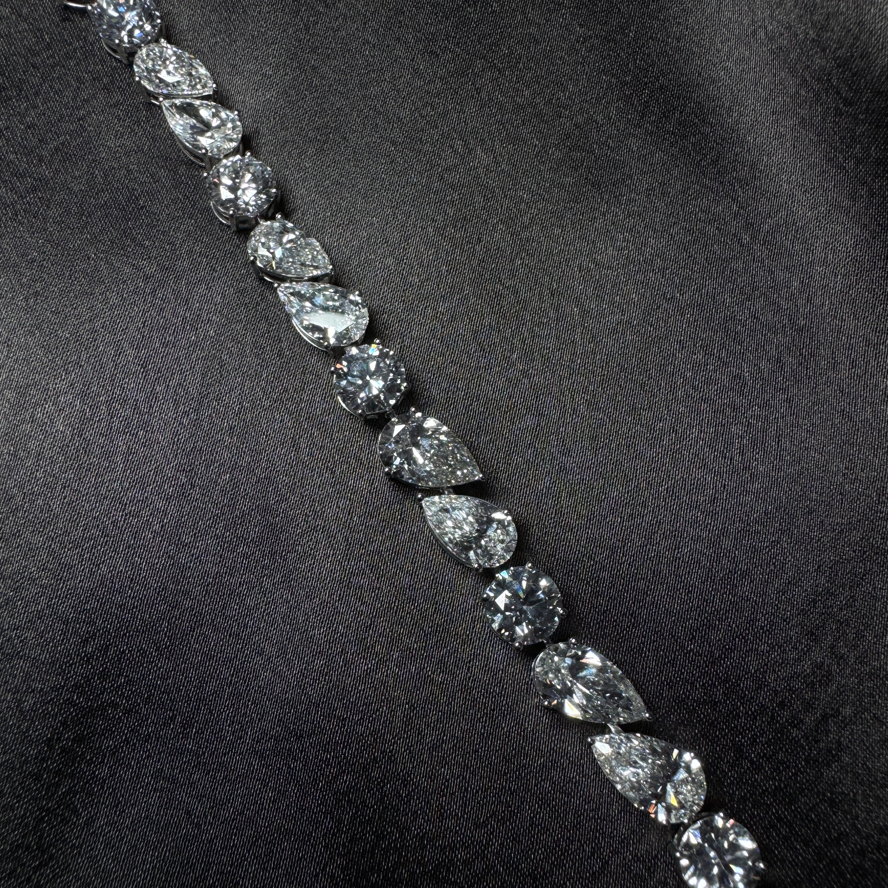 14KT White Gold Lab Grown Diamond Bracelet – Pear & Round Cut 21.94 CT view 4
