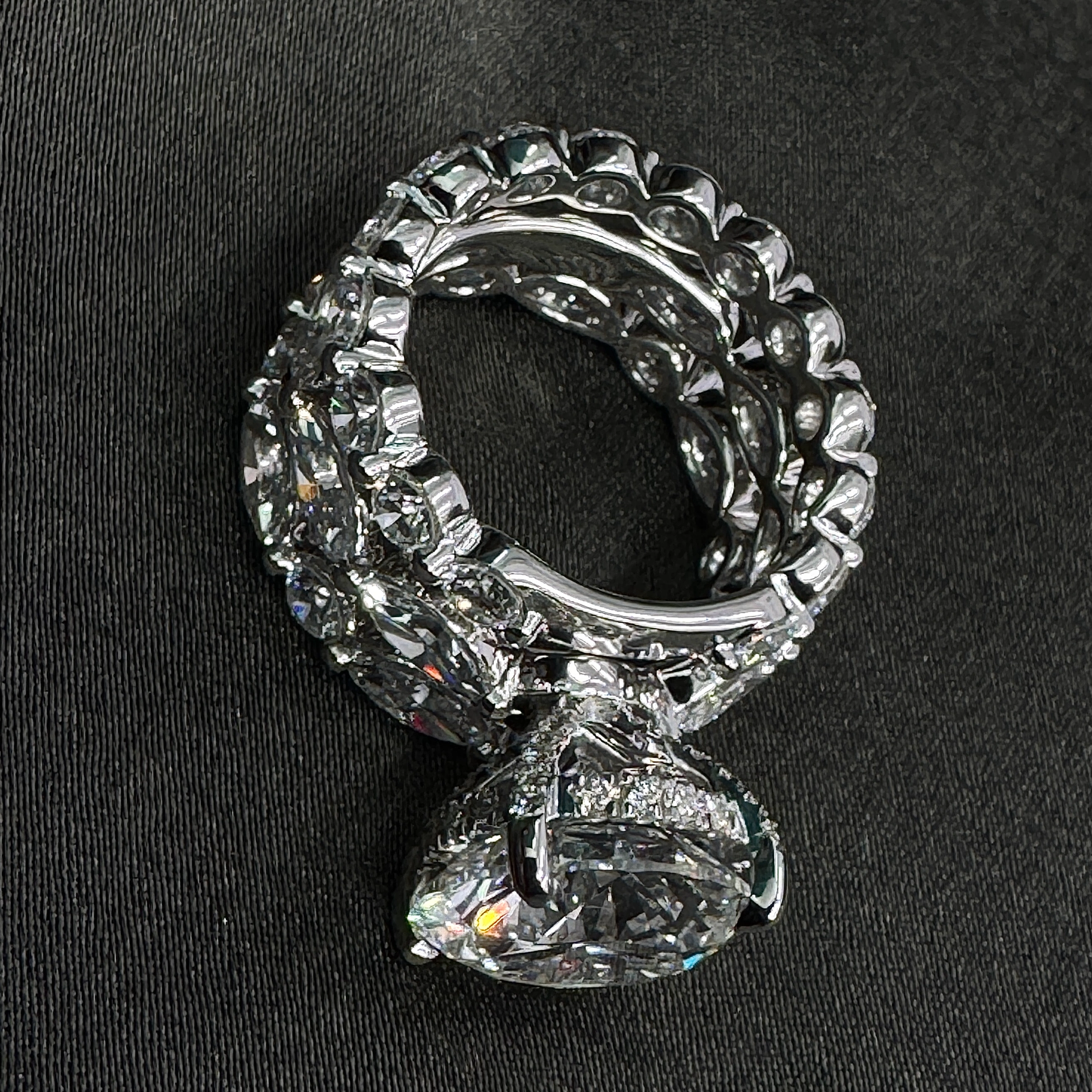 14KT White Gold Lab Grown Diamond Engagement Ring – 11.27 CT (Round & Marquise) view 4