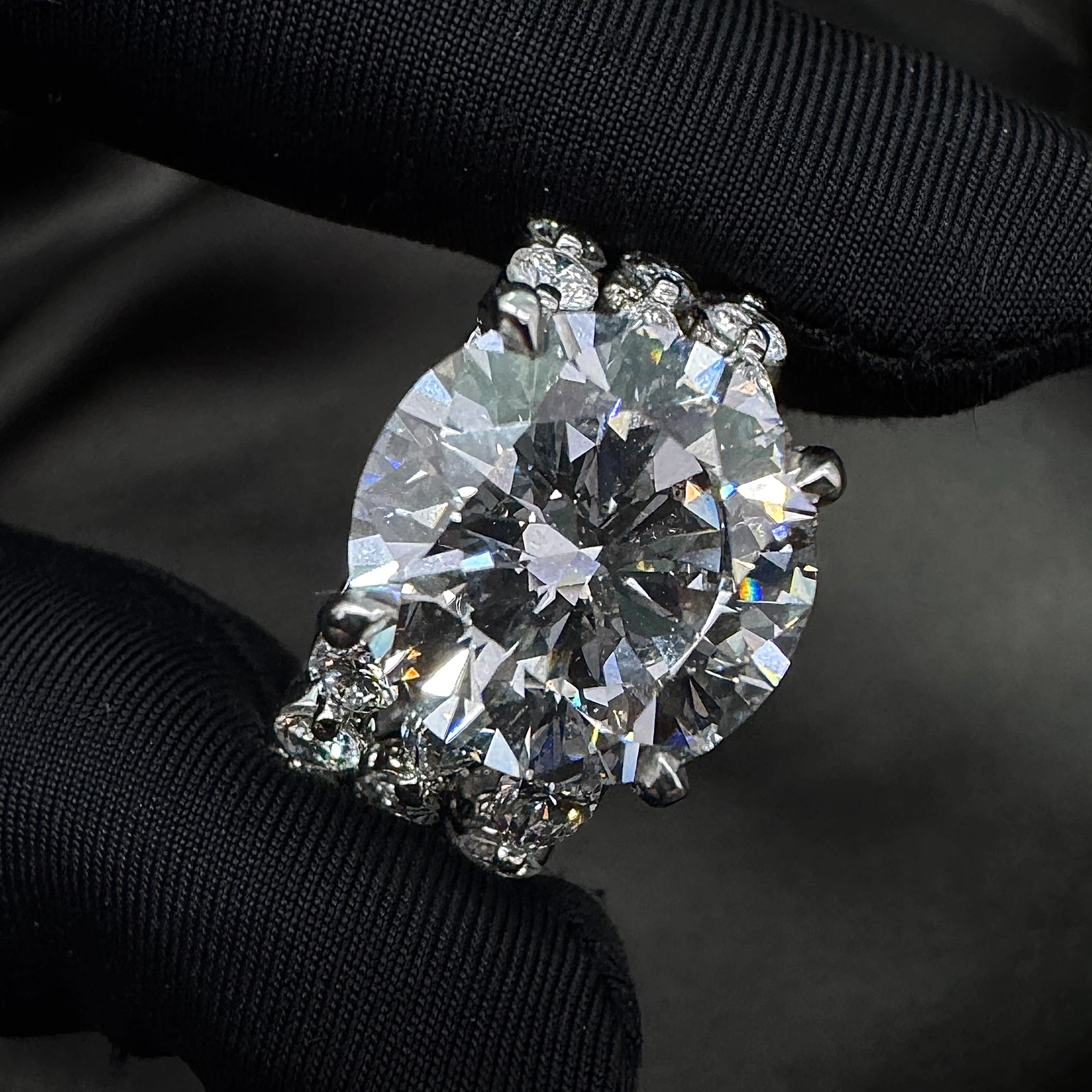 14KT White Gold Lab Grown Diamond Engagement Ring – 11.27 CT (Round & Marquise) view 7