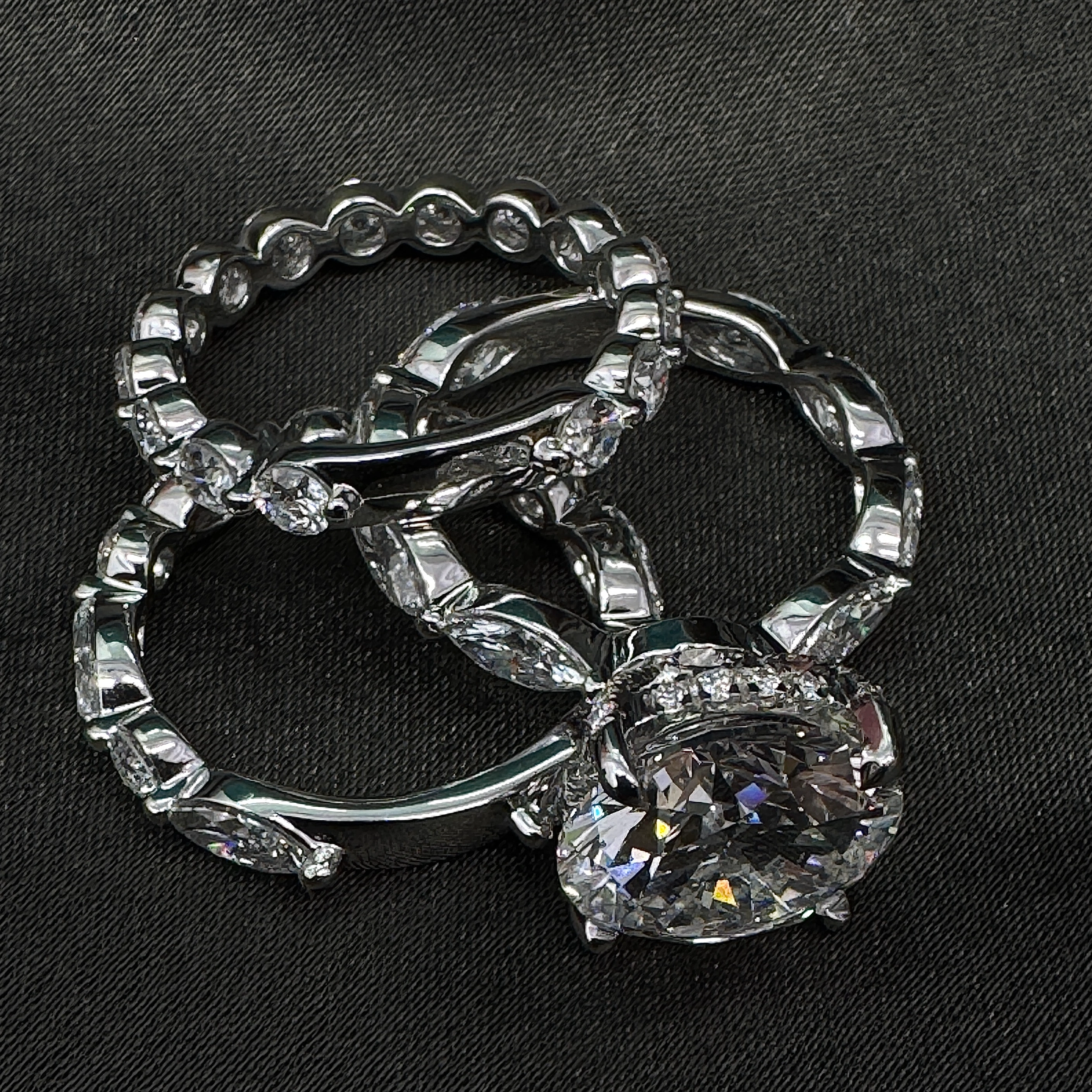 14KT White Gold Lab Grown Diamond Engagement Ring – 11.27 CT (Round & Marquise) view 8