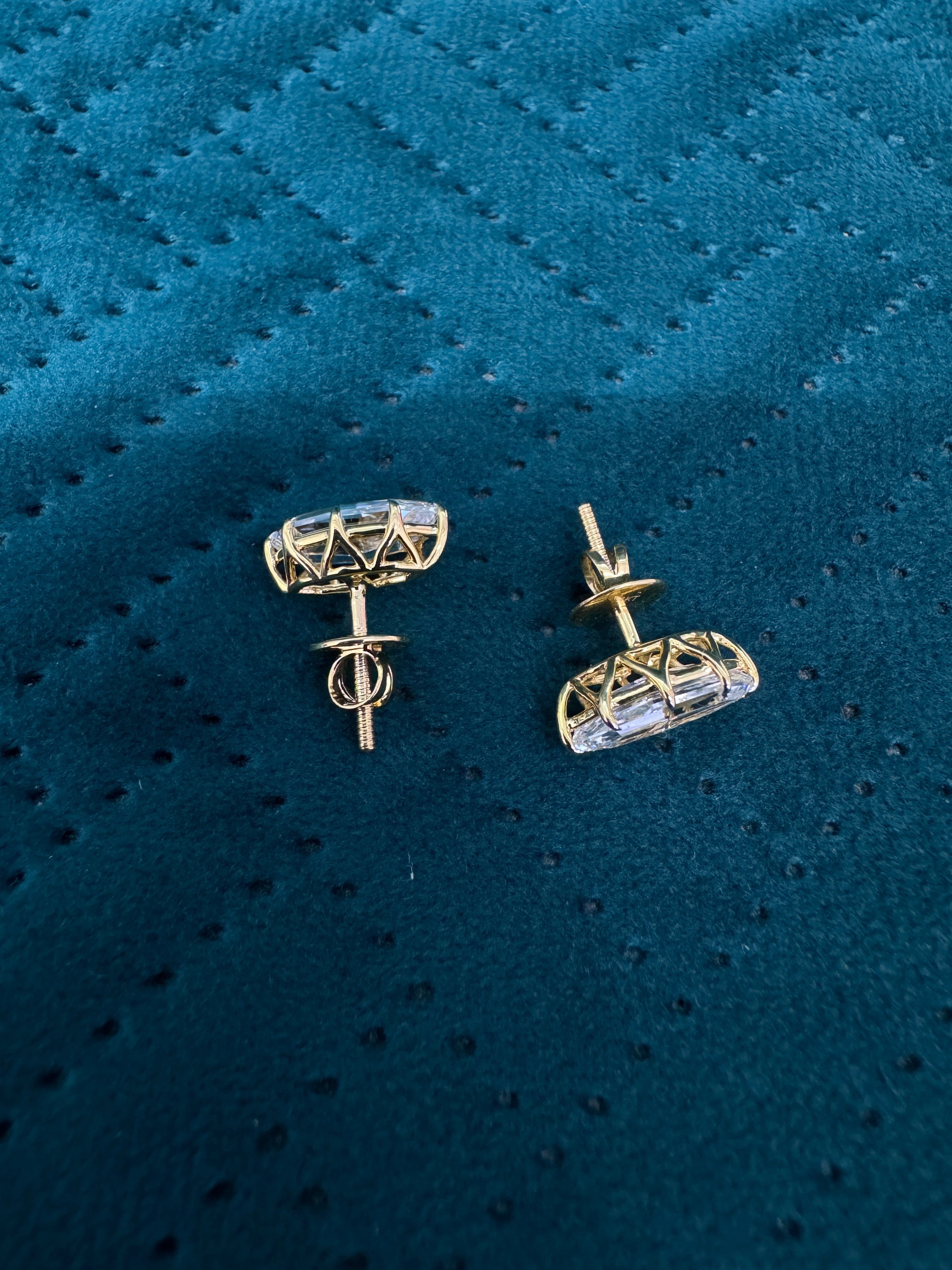14KT Yellow Gold Lab Grown Diamond Earrings – Marquise Cut 4 CT view 3