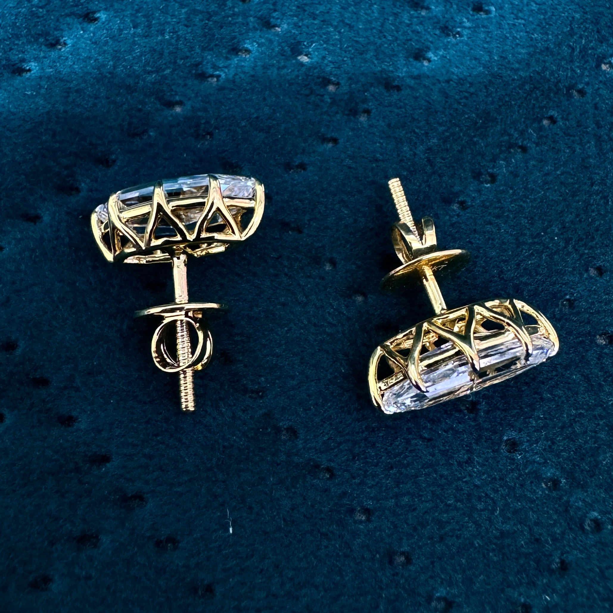 14KT Yellow Gold Lab Grown Diamond Earrings – Marquise Cut 4 CT view 4