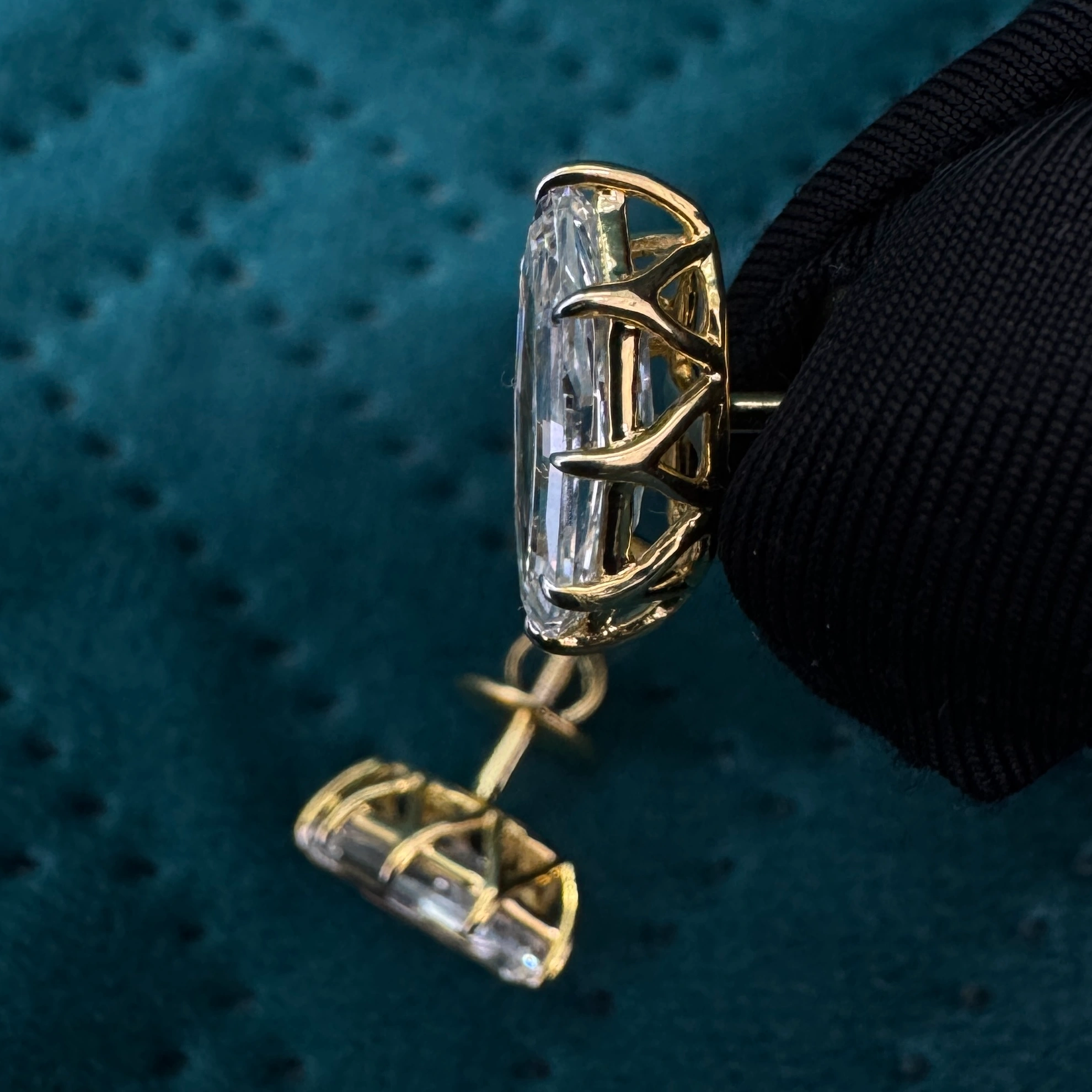 14KT Yellow Gold Lab Grown Diamond Earrings – Marquise Cut 4 CT view 7