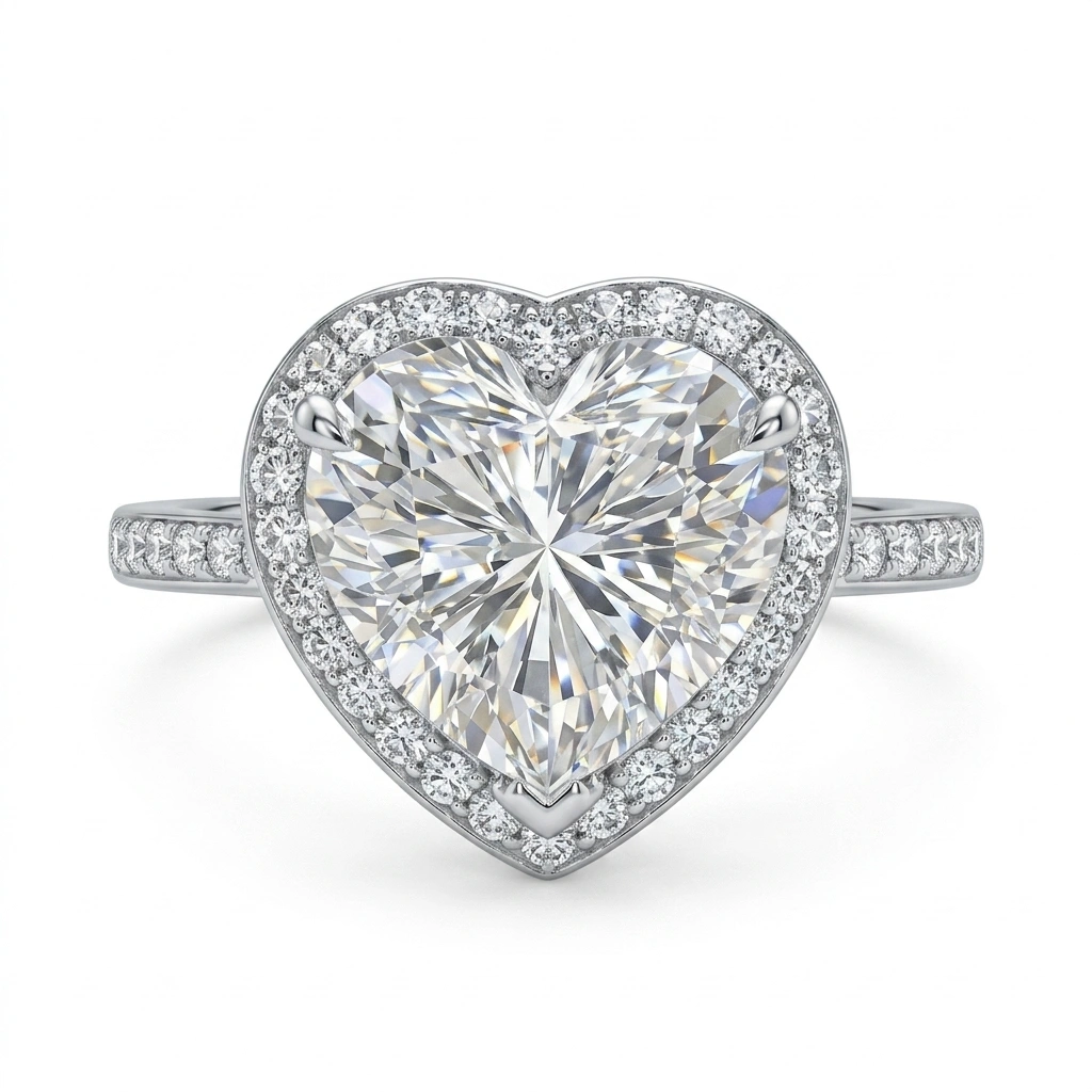 1.5 CT Heart Cut Diamond Engagement Ring with 0.60ct Pavé Band in 950 Platinum