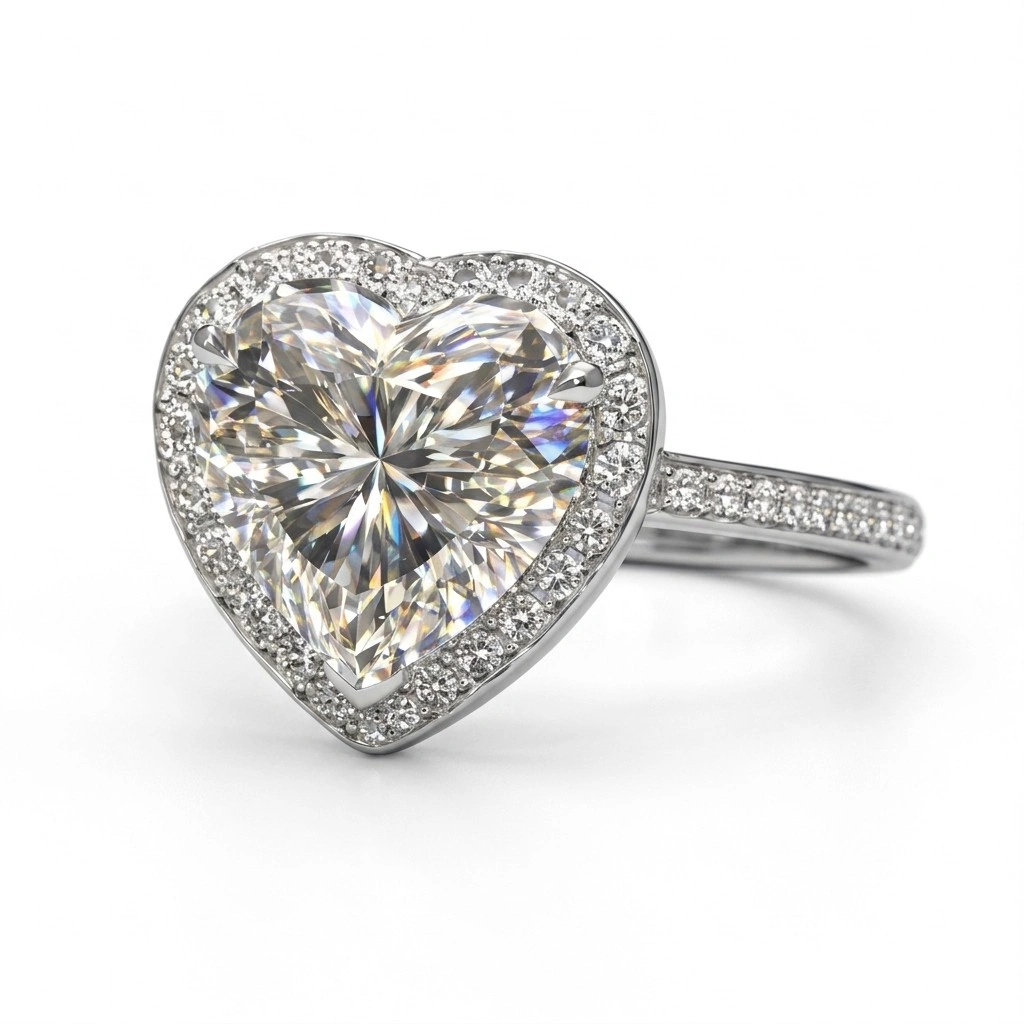 1.5 CT Heart Cut Diamond Engagement Ring with 0.60ct Pavé Band in 950 Platinum view 3