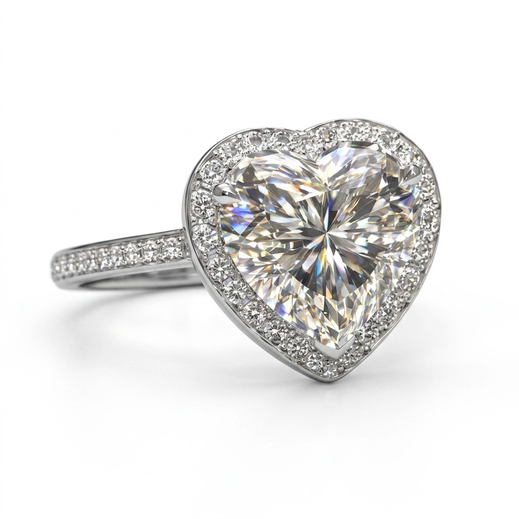 1.5 CT Heart Cut Diamond Engagement Ring with 0.60ct Pavé Band in 950 Platinum view 4