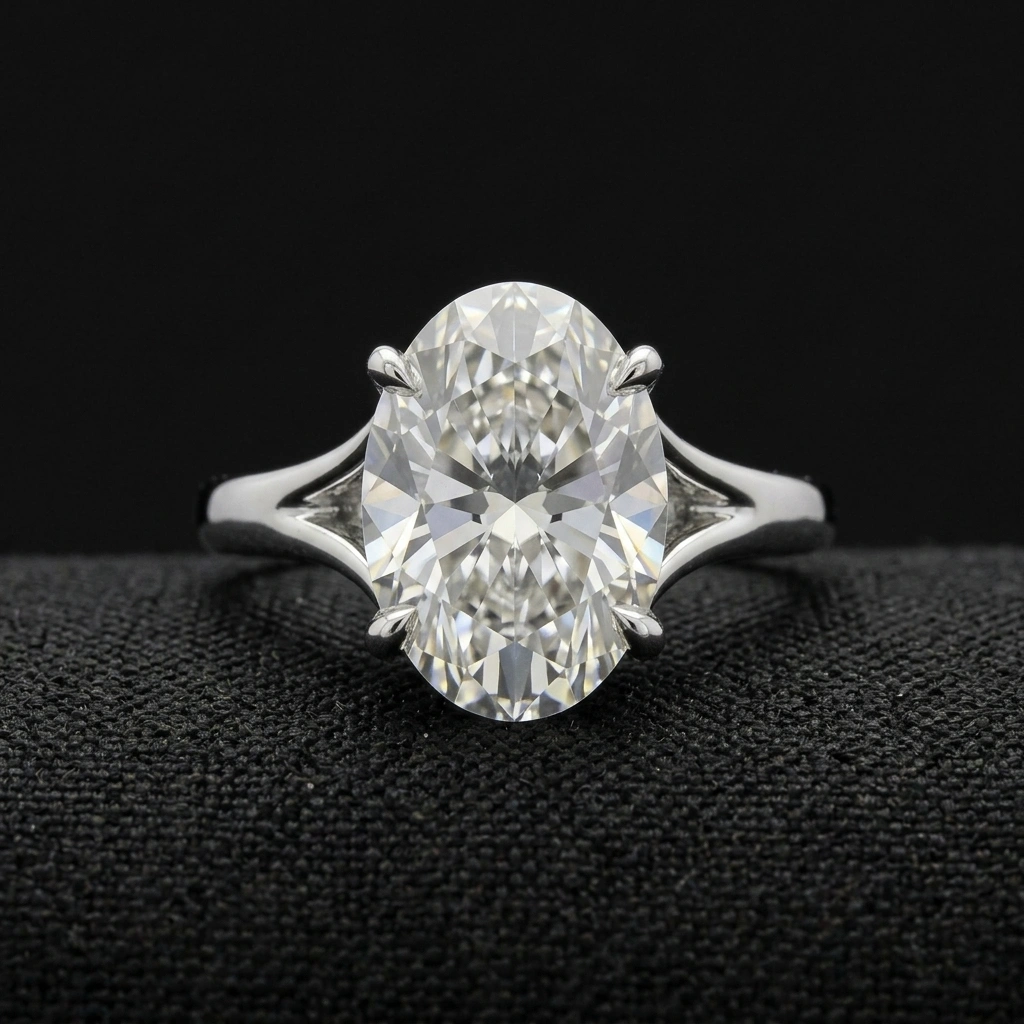 1.50 CT Oval Cut Lab Grown Diamond Solitaire Ring in PT950 Platinum