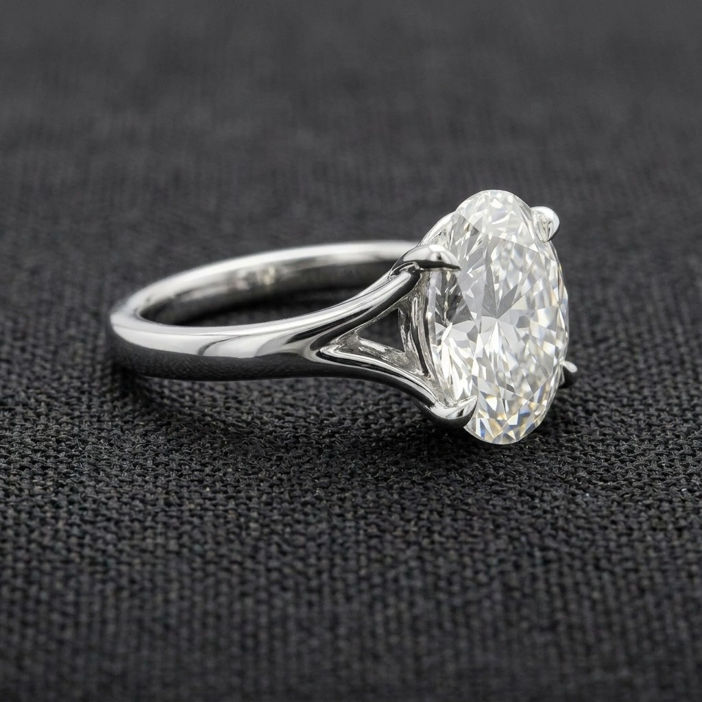 1.50 CT Oval Cut Lab Grown Diamond Solitaire Ring in PT950 Platinum view 3