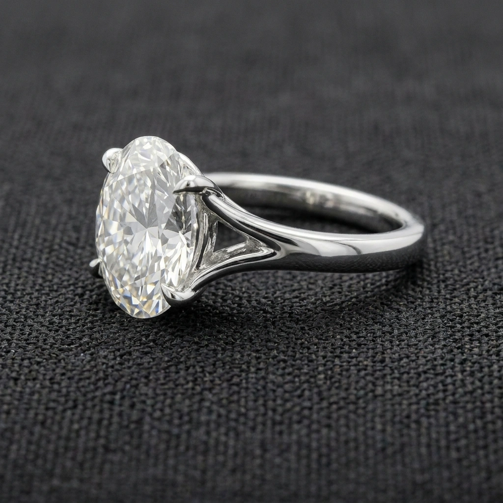1.50 CT Oval Cut Lab Grown Diamond Solitaire Ring in PT950 Platinum view 4