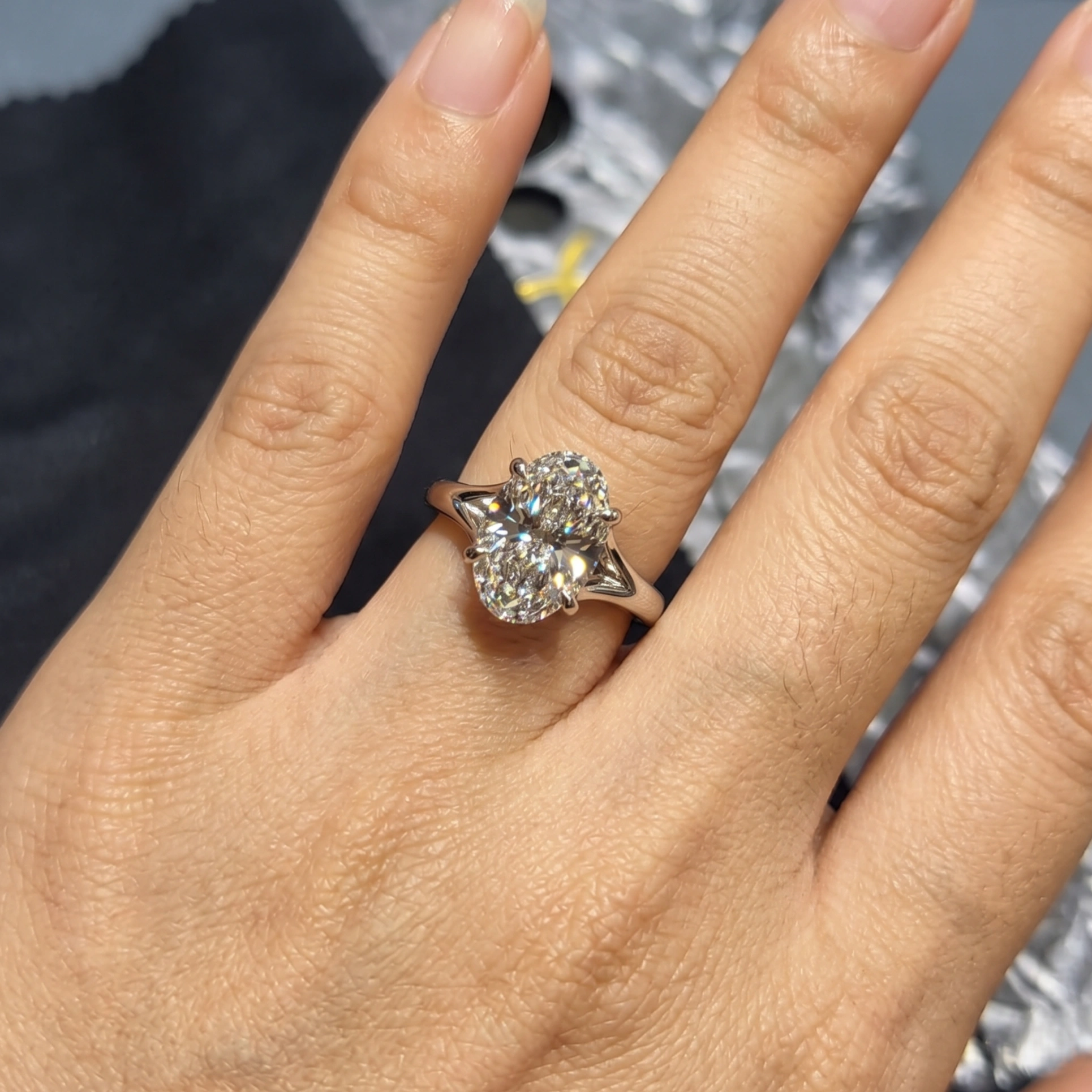 1.50 CT Oval Cut Lab Grown Diamond Solitaire Ring in PT950 Platinum view 6