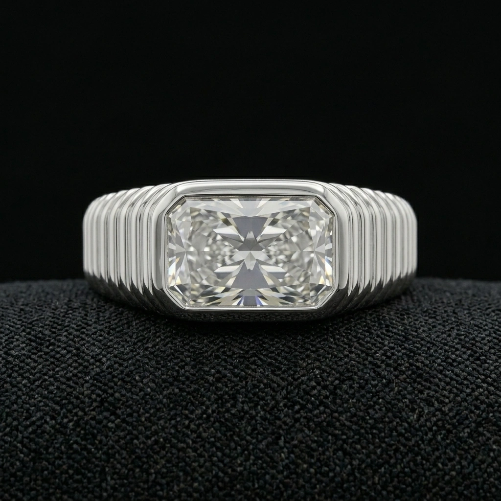 1.50 CT Radiant Diamond Ring in PT950 Platinum | Men's Solitaire Ring