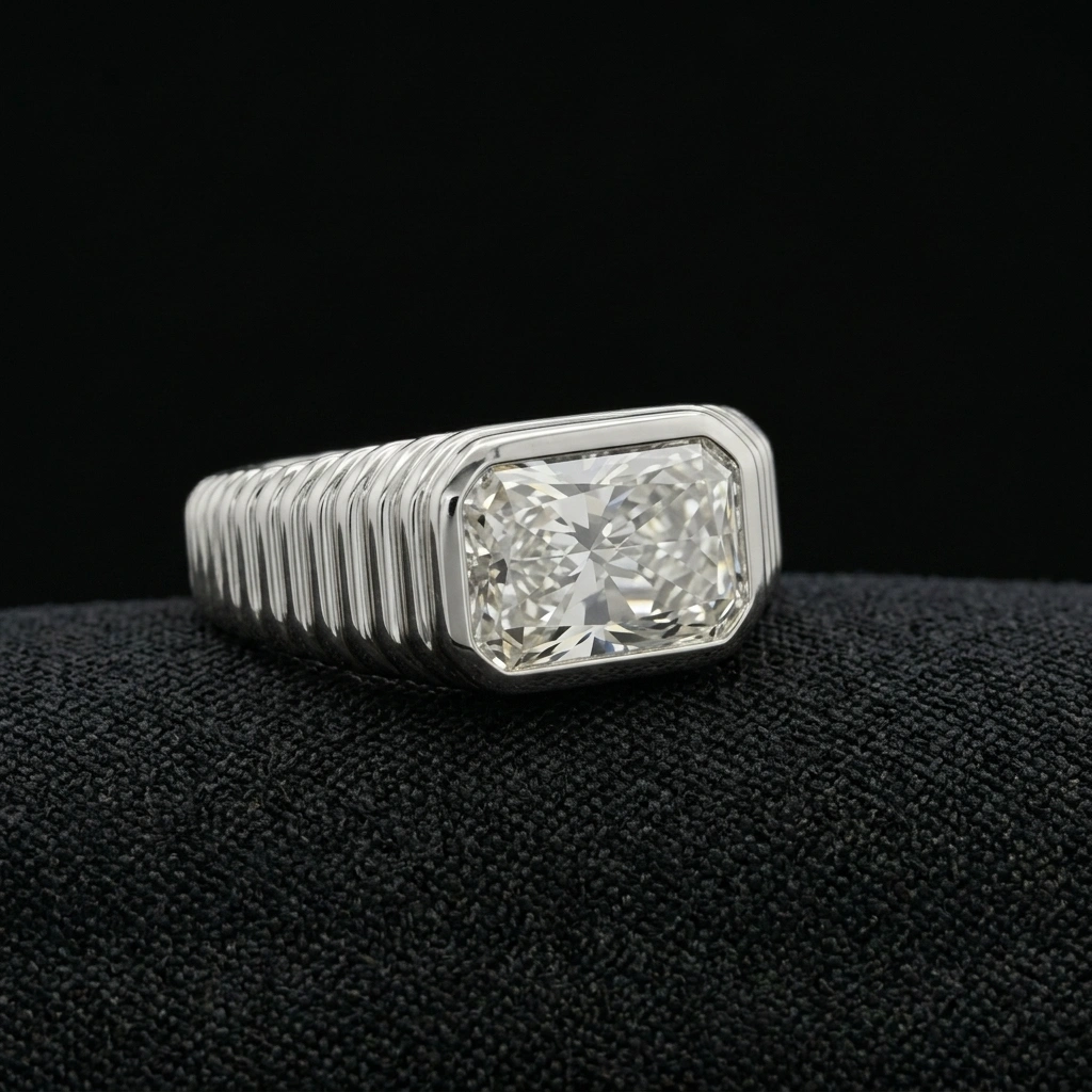 1.50 CT Radiant Diamond Ring in PT950 Platinum | Men's Solitaire Ring view 3