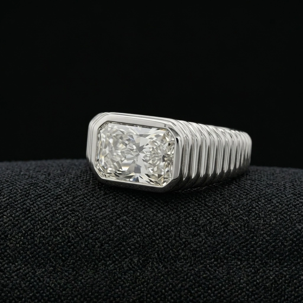 1.50 CT Radiant Diamond Ring in PT950 Platinum | Men's Solitaire Ring view 4