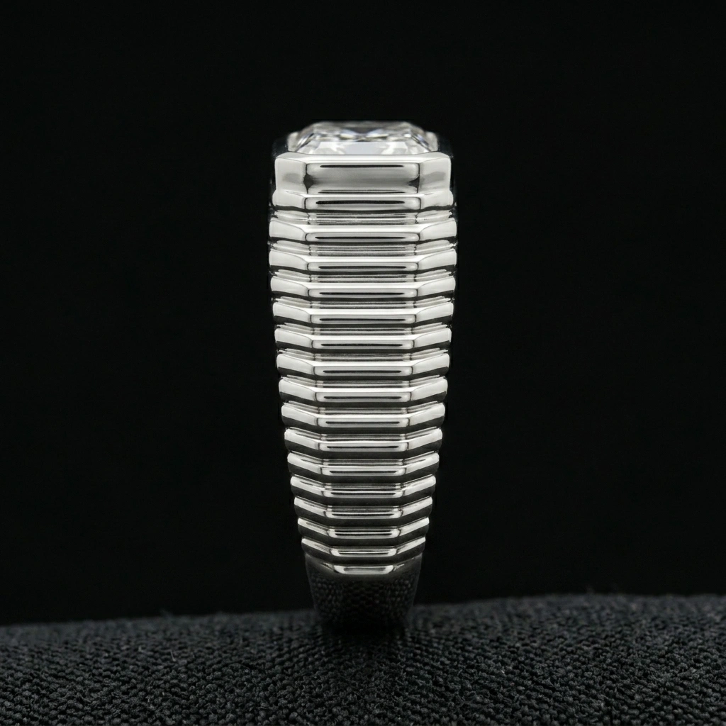 1.50 CT Radiant Diamond Ring in PT950 Platinum | Men's Solitaire Ring view 5