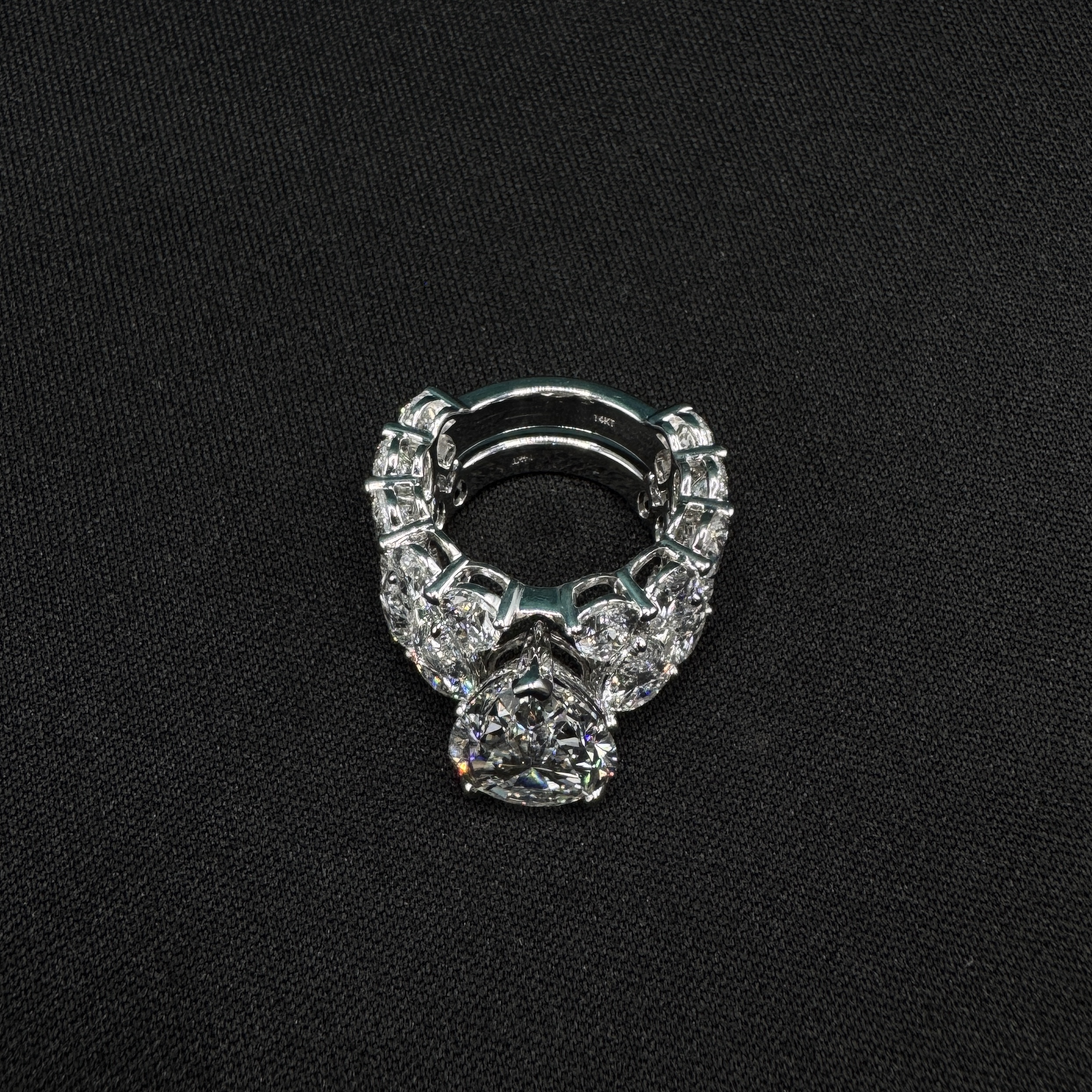15.08 CT Pear Cut Diamond Ring in 18K White Gold | 7 CT Center Stone view 5