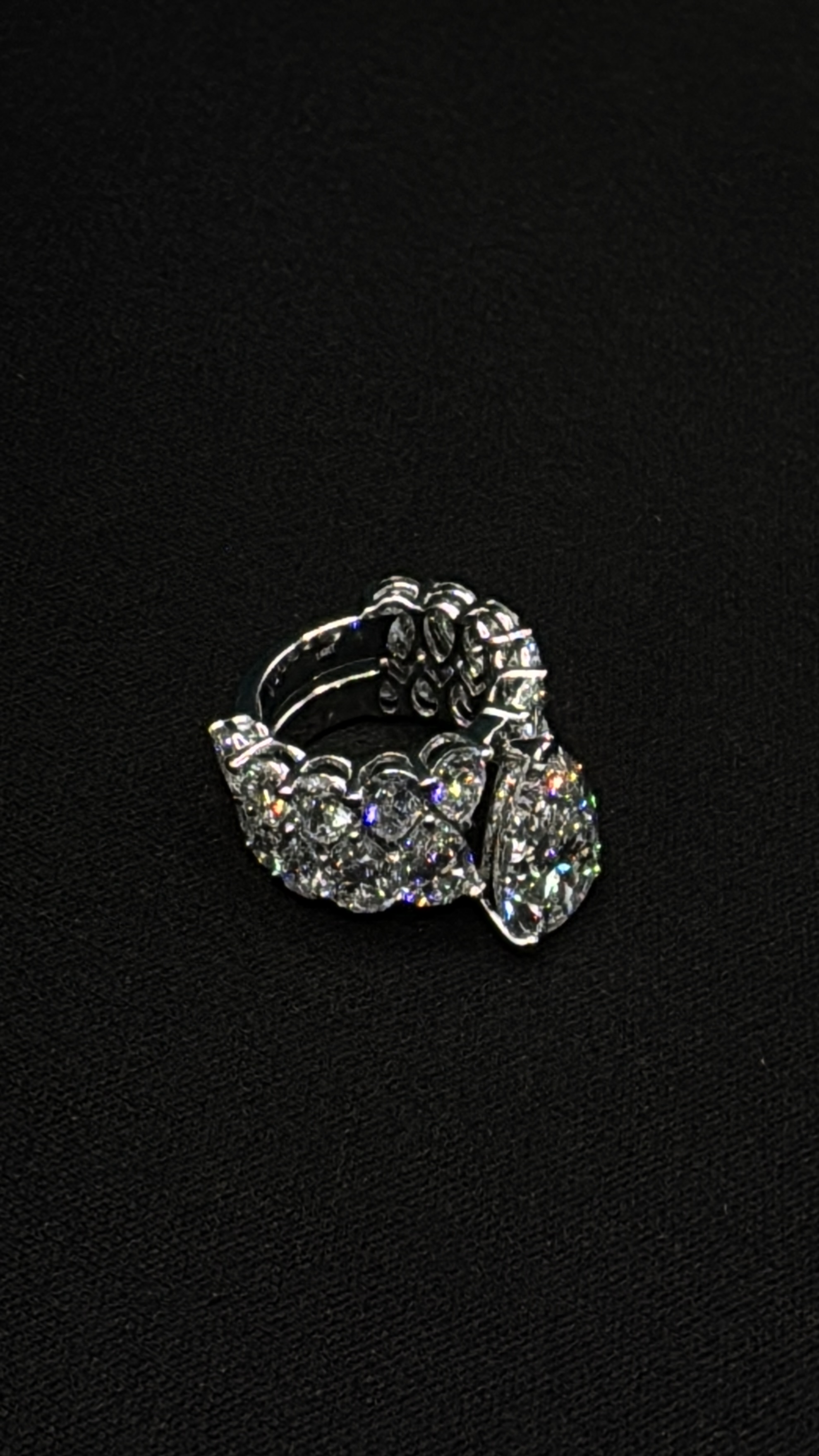 15.08 CT Pear Cut Diamond Ring in 18K White Gold | 7 CT Center Stone view 6