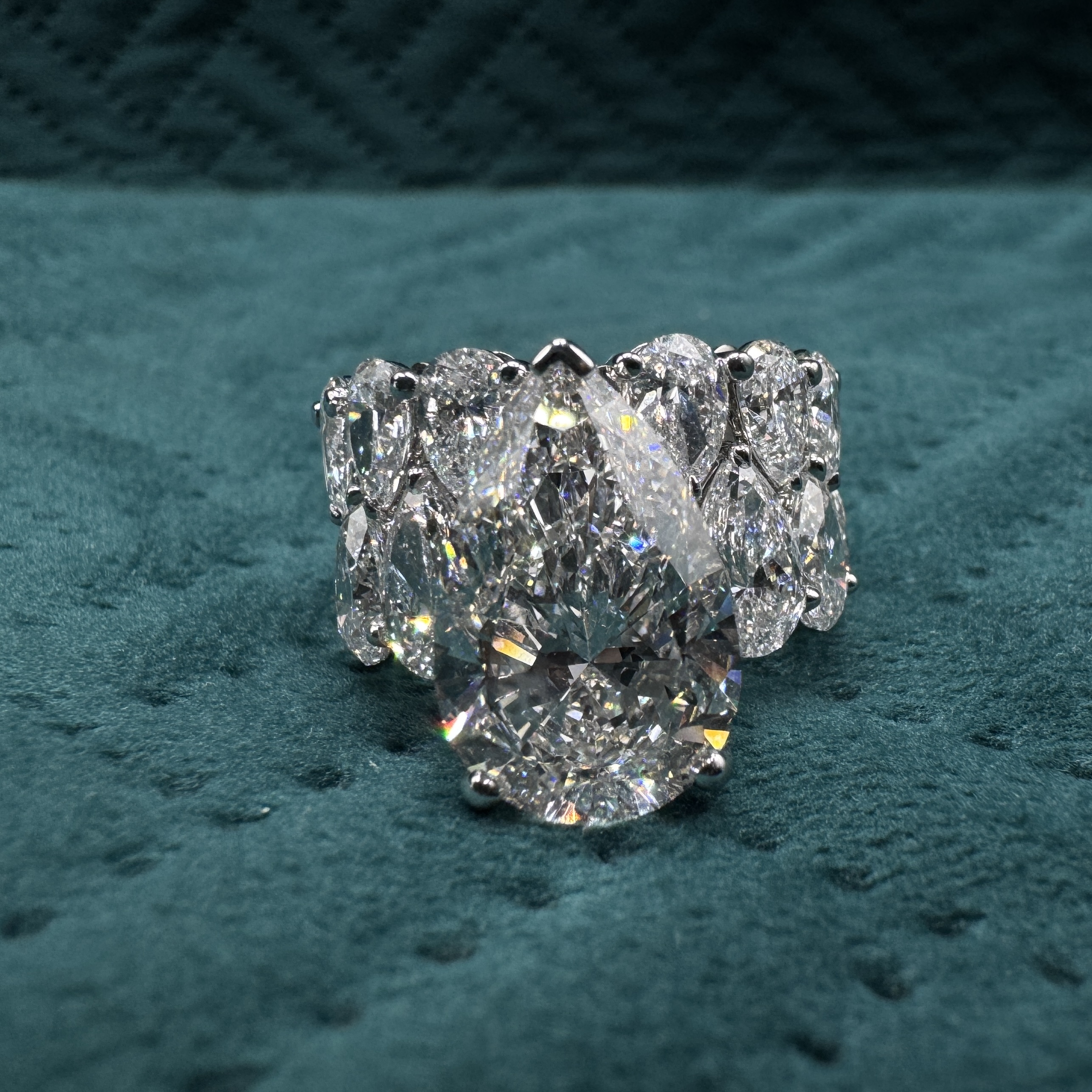 15.08 CT Pear Cut Diamond Ring in 18K White Gold | 7 CT Center Stone view 3