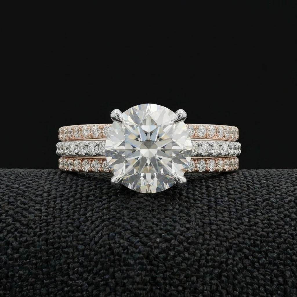 1.58 TCW Round Diamond Two-Tone Engagement Ring | 1.20 CT IGI Certified | 14K White & Rose Gold