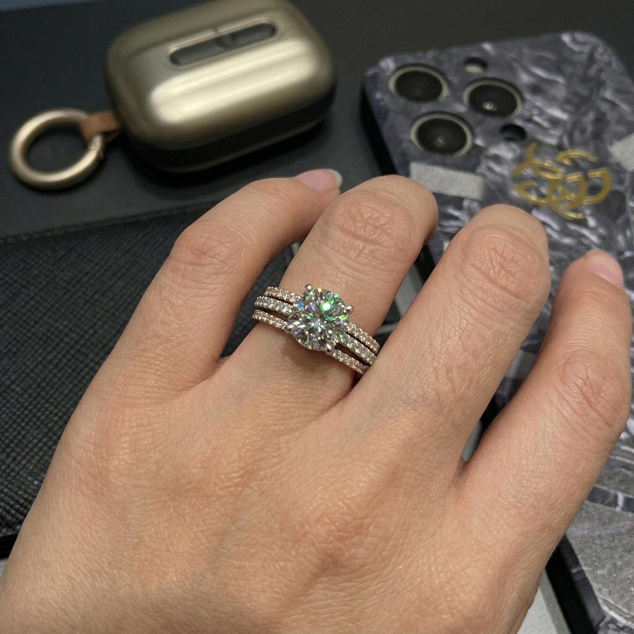 1.58 TCW Round Diamond Two-Tone Engagement Ring | 1.20 CT IGI Certified | 14K White & Rose Gold view 5