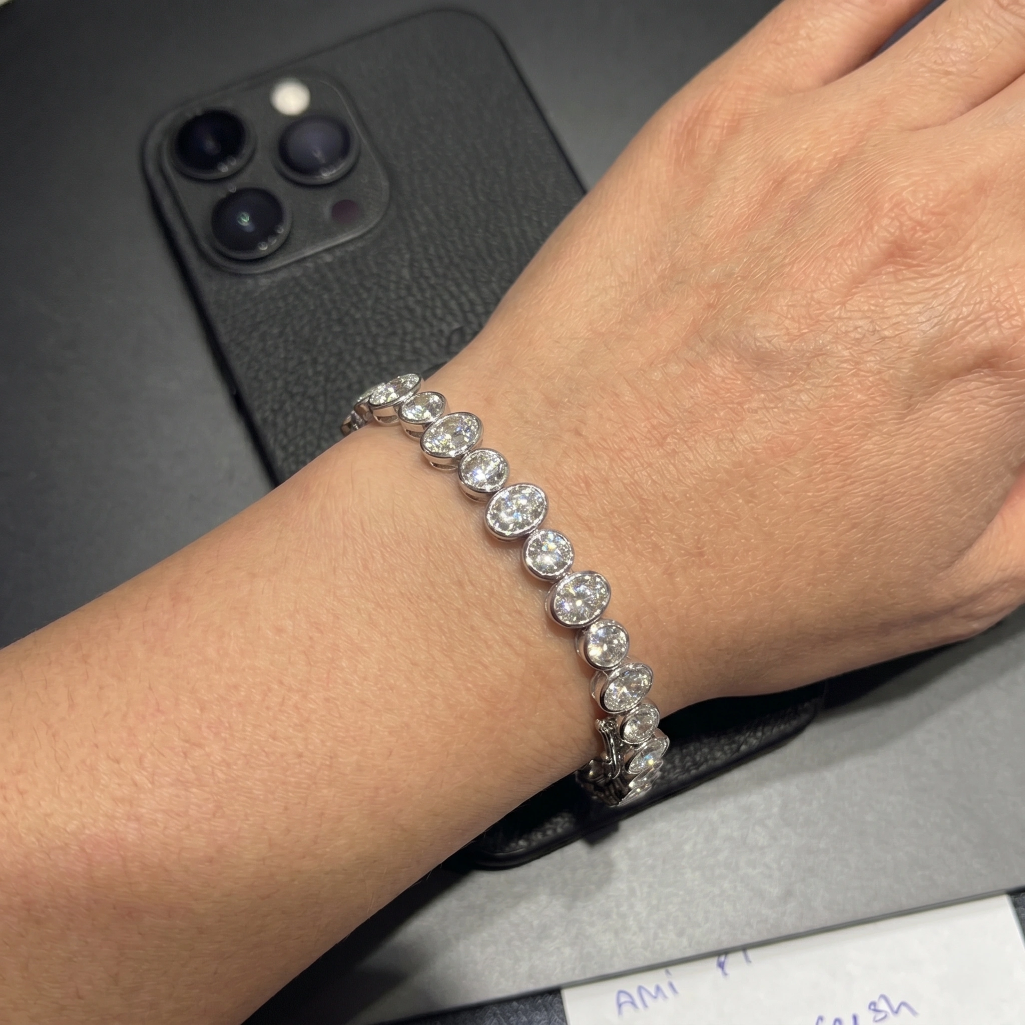 18.18 CT Oval & Round Diamond Tennis Bracelet in PT950 Platinum | 7 Inch | IGI Certified view 4