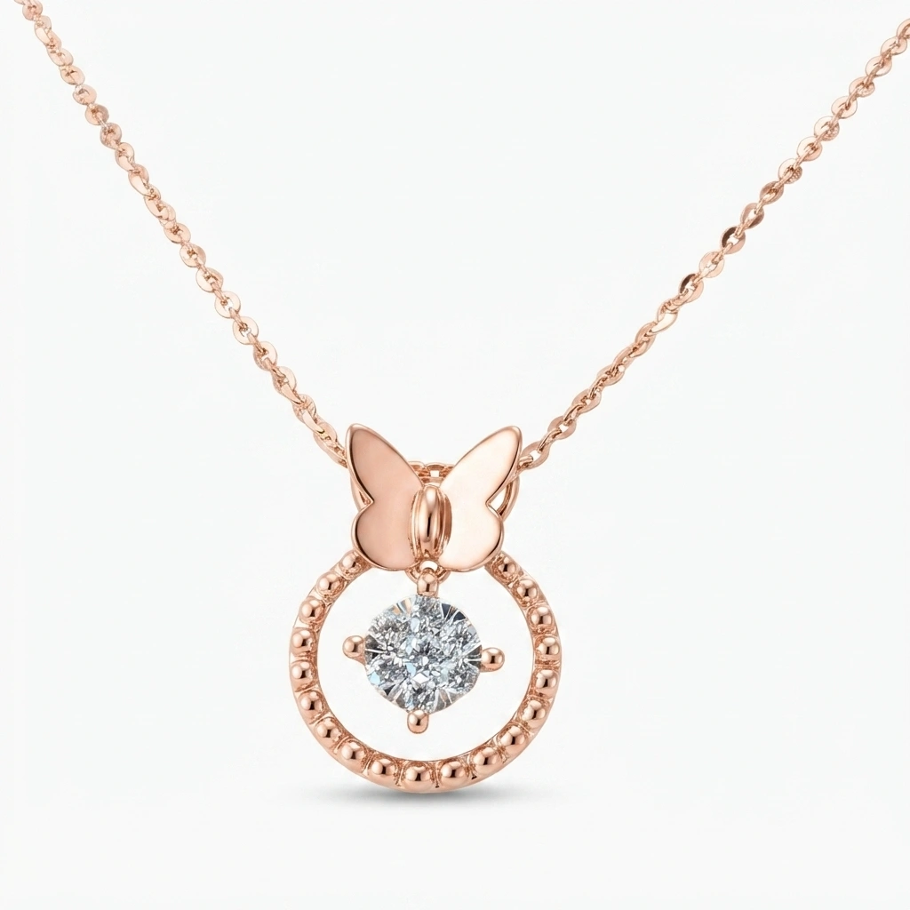 18K Rose Gold Timeless Lab-Grown Diamond Necklace view 3