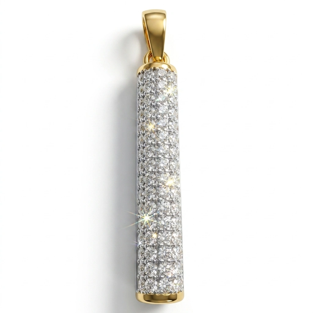 18K Yellow Gold Round-Cut Lab-Grown Diamond Pendant view 3