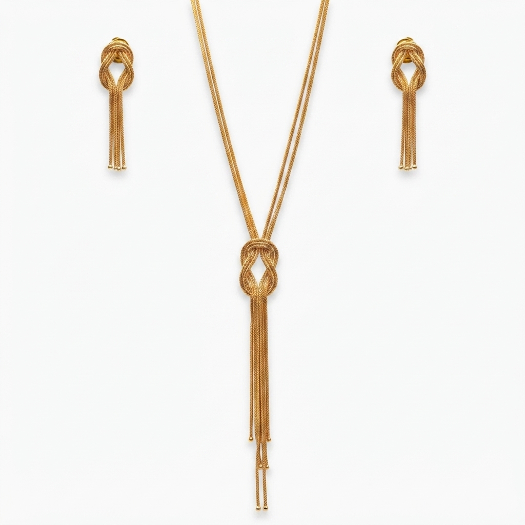 Yellow Gold Statement Necklace for Women view 3
