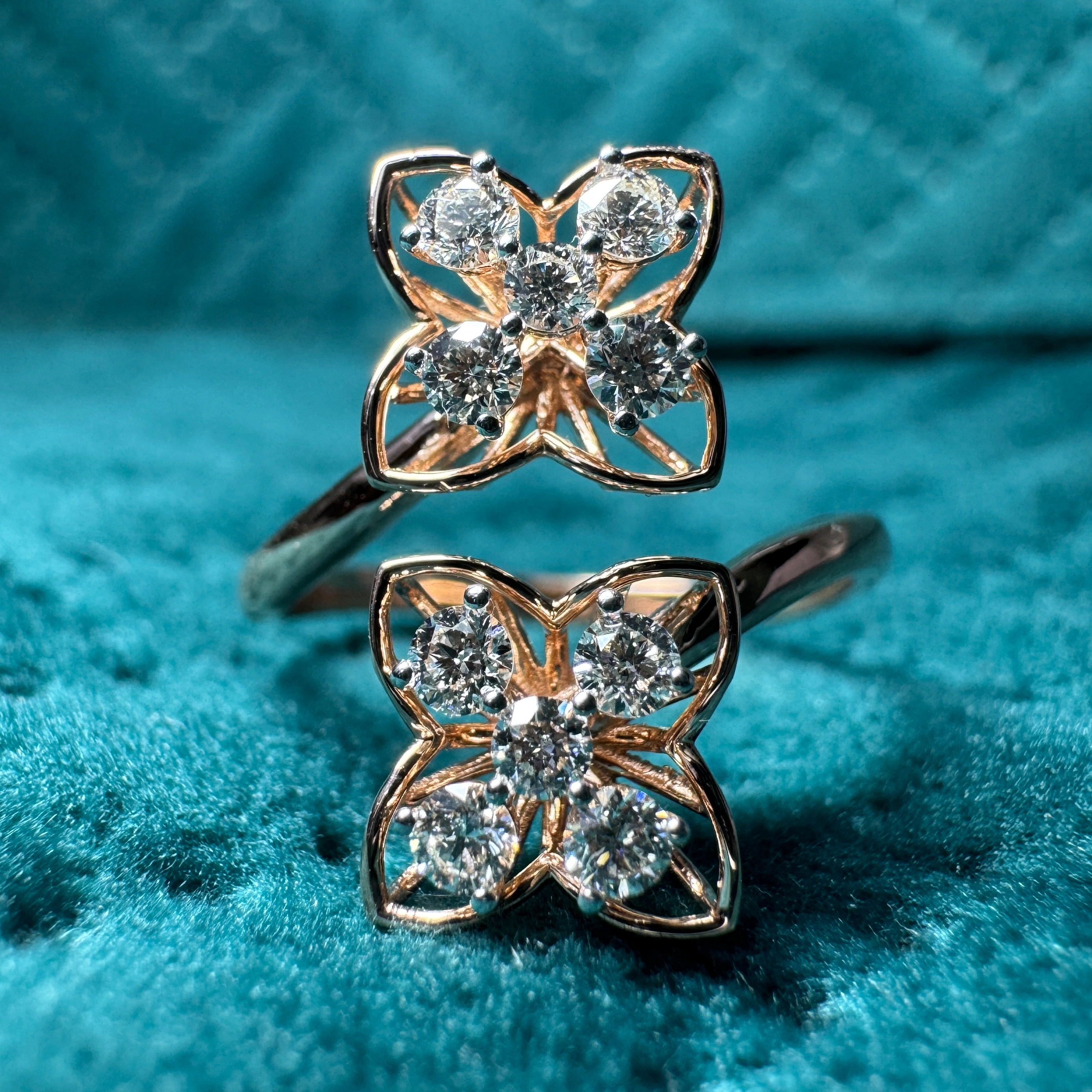 18KT Rose Gold Round Diamond Engagement & Wedding Ring | 0.364 CT