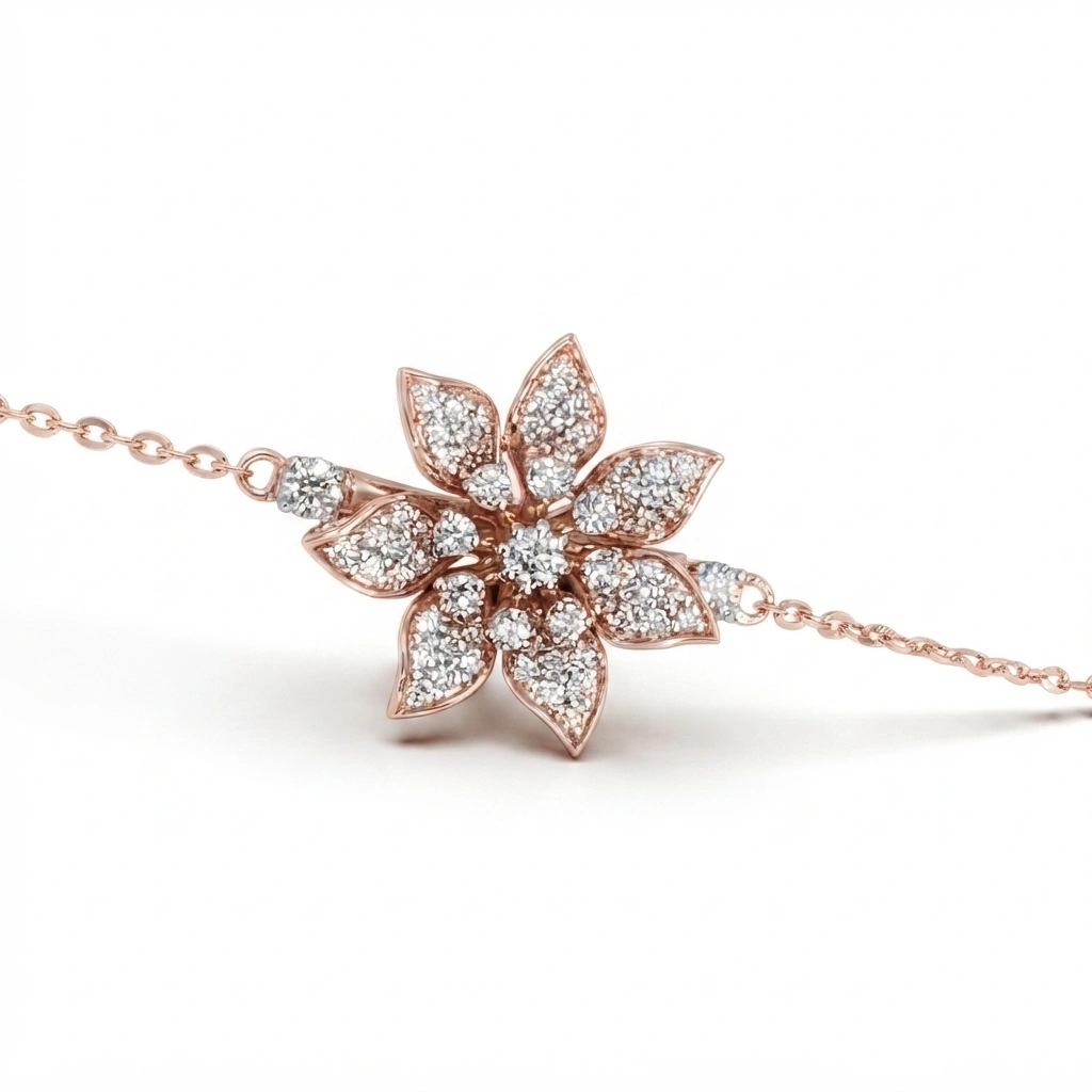 Round Lab-Grown & Natural Diamond Tennis Bracelet  view 3