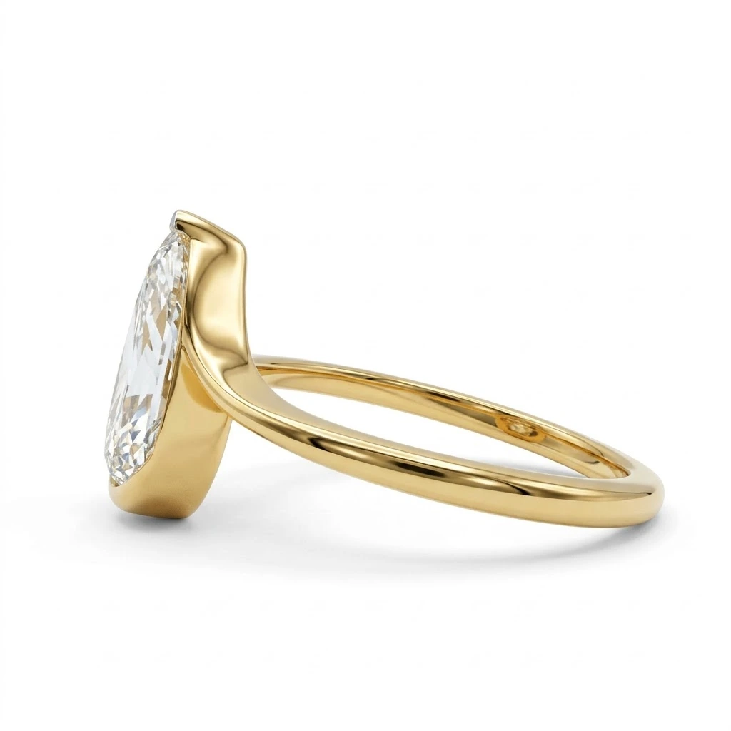 18KT Yellow Gold Pear-Shaped Lab-Grown Diamond Ring view 4