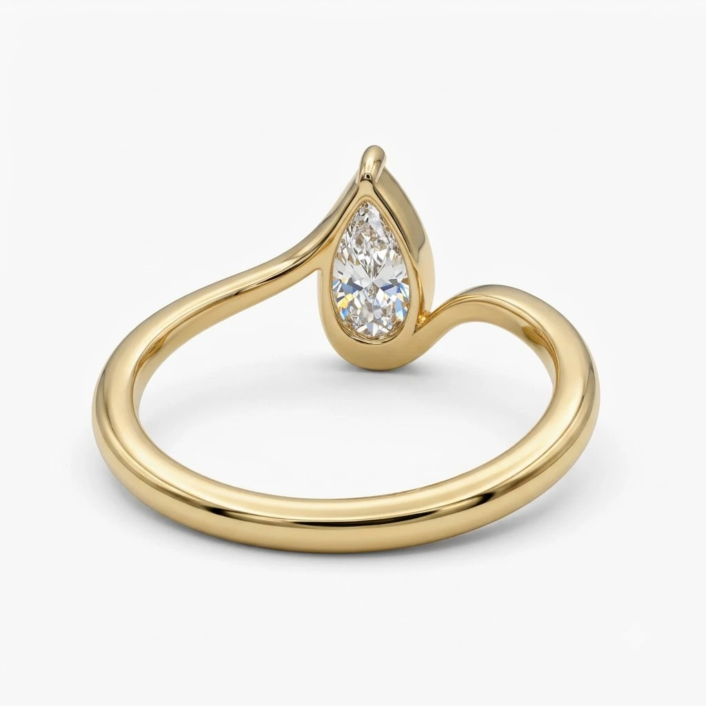 18KT Yellow Gold Pear-Shaped Lab-Grown Diamond Ring view 5