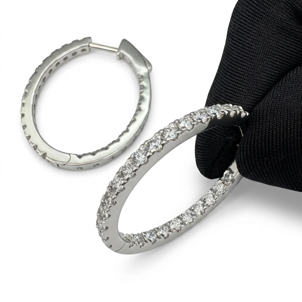 1.96 CT Round Diamond Earrings in PT950 Platinum view 7