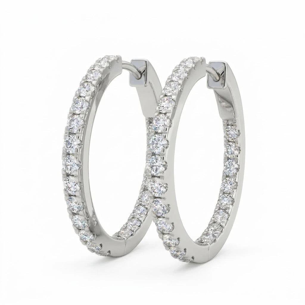 1.96 CT Round Diamond Earrings in PT950 Platinum view 3