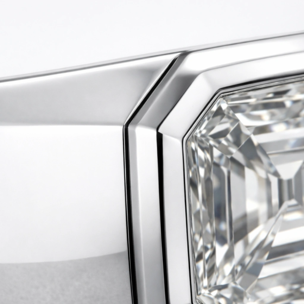 2 CT Asscher Cut Men’s Bezel Ring in PT950 view 6