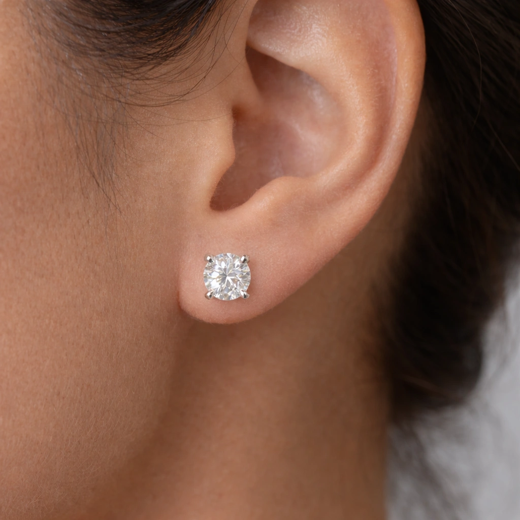 2 CT Platinum Diamond Screw-Back Earrings view 5