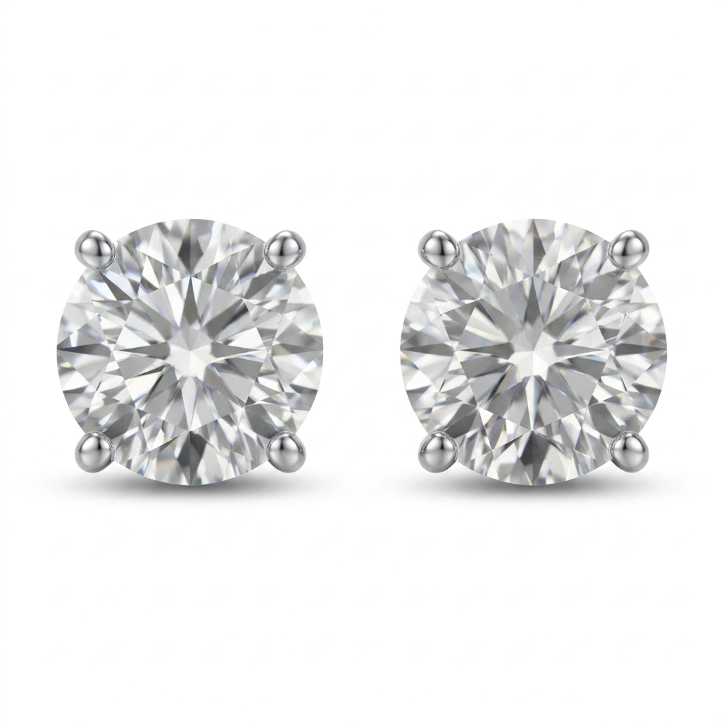 2 CT Platinum Diamond Screw-Back Earrings