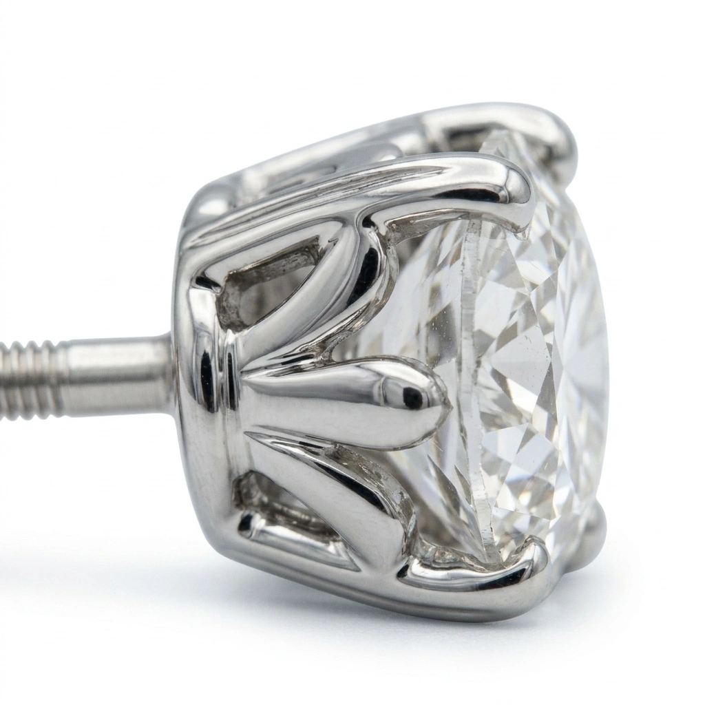 2 CT Platinum Diamond Screw-Back Earrings view 4
