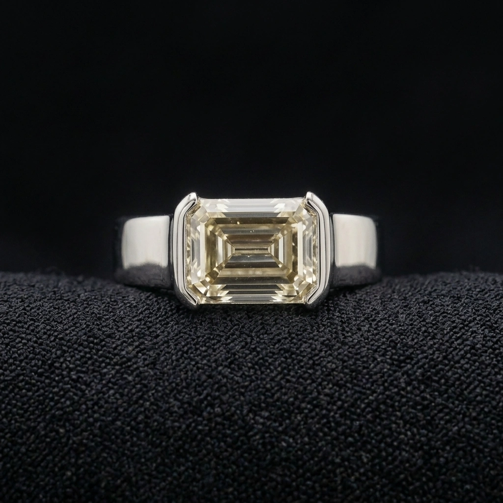 2.00 CT Emerald Cut Diamond Solitaire Engagement Ring | Solid Platinum 950 | 7.7 Grams