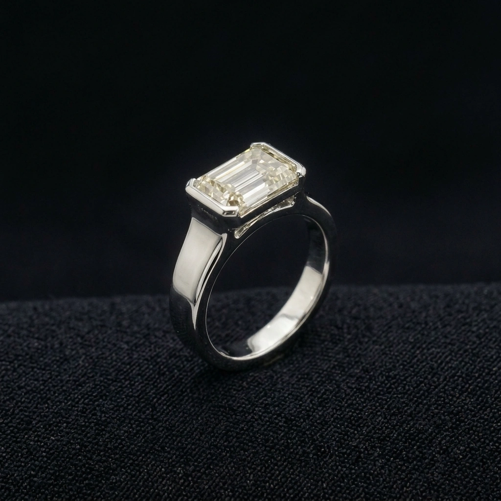 2.00 CT Emerald Cut Diamond Solitaire Engagement Ring | Solid Platinum 950 | 7.7 Grams view 5